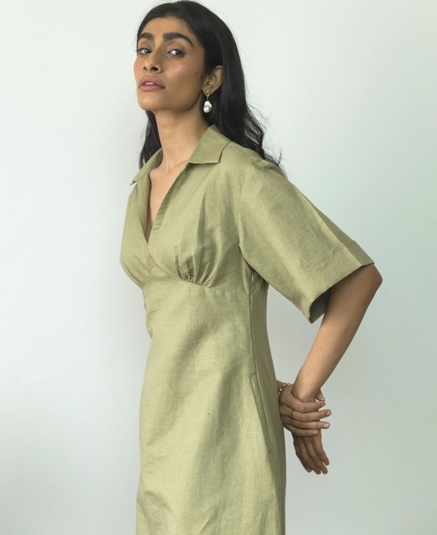 Wide Sleeve Midi Dress