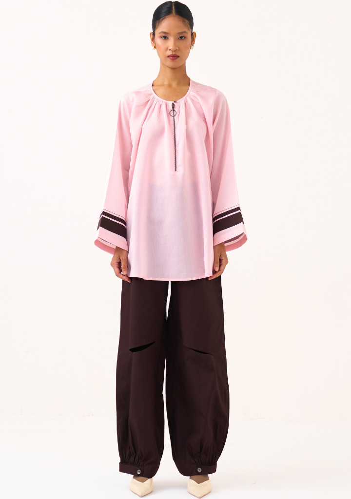 Wide Sleeve Gather Neck Top