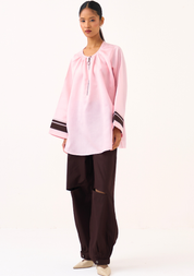 Wide Sleeve Gather Neck Top