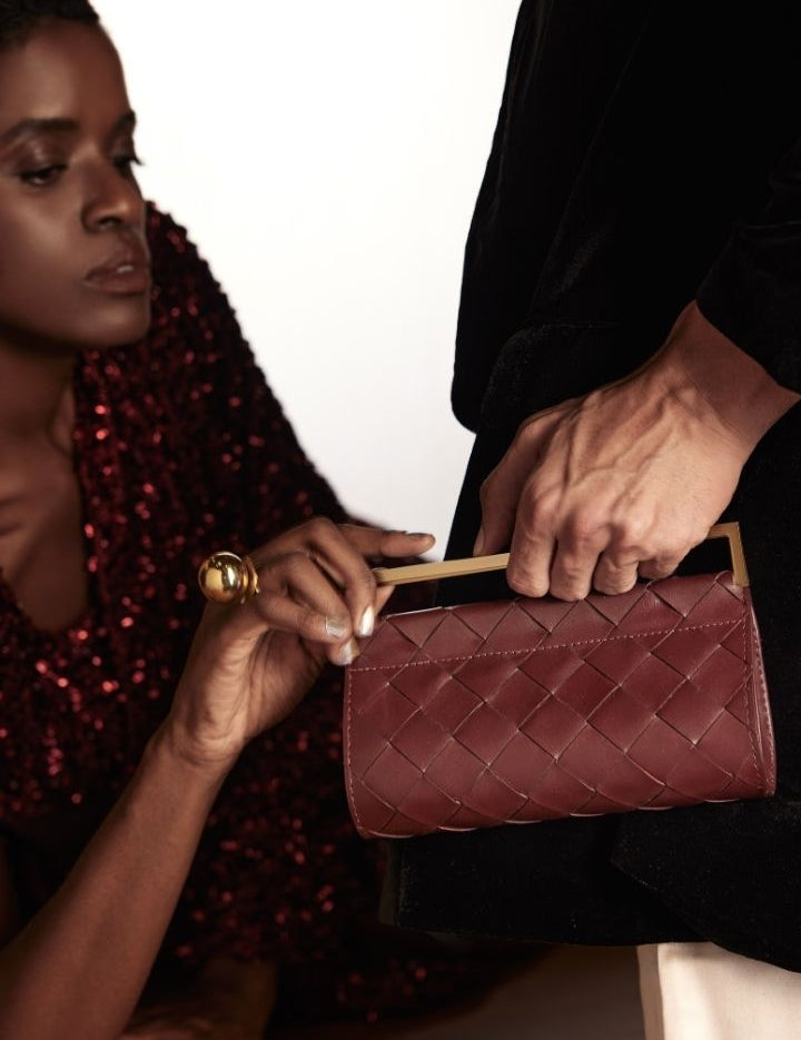 Woven Foldover Clutch