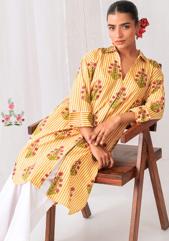 Yellow Floral Kurta Set