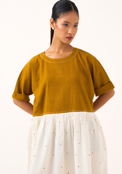 Yoke Gather Polka Dress