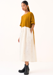Yoke Gather Polka Dress