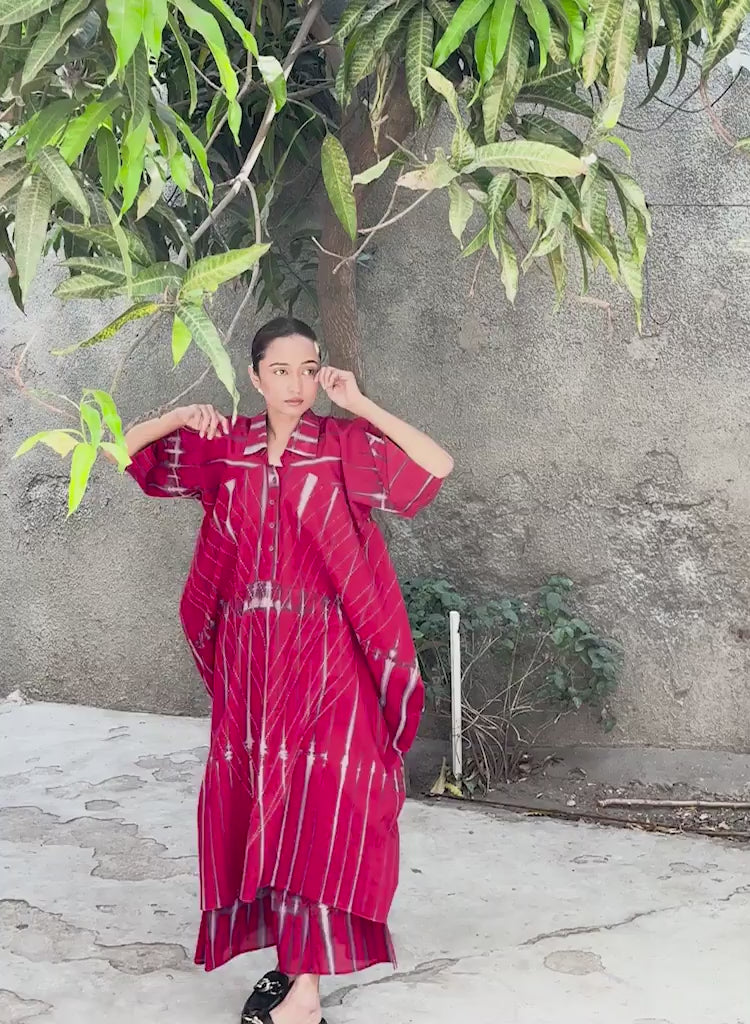 Carmine Cowl Kaftan Set