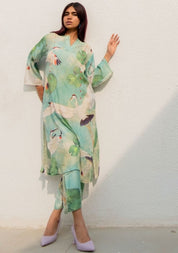 Oriental Cranes & Frogs Kurta