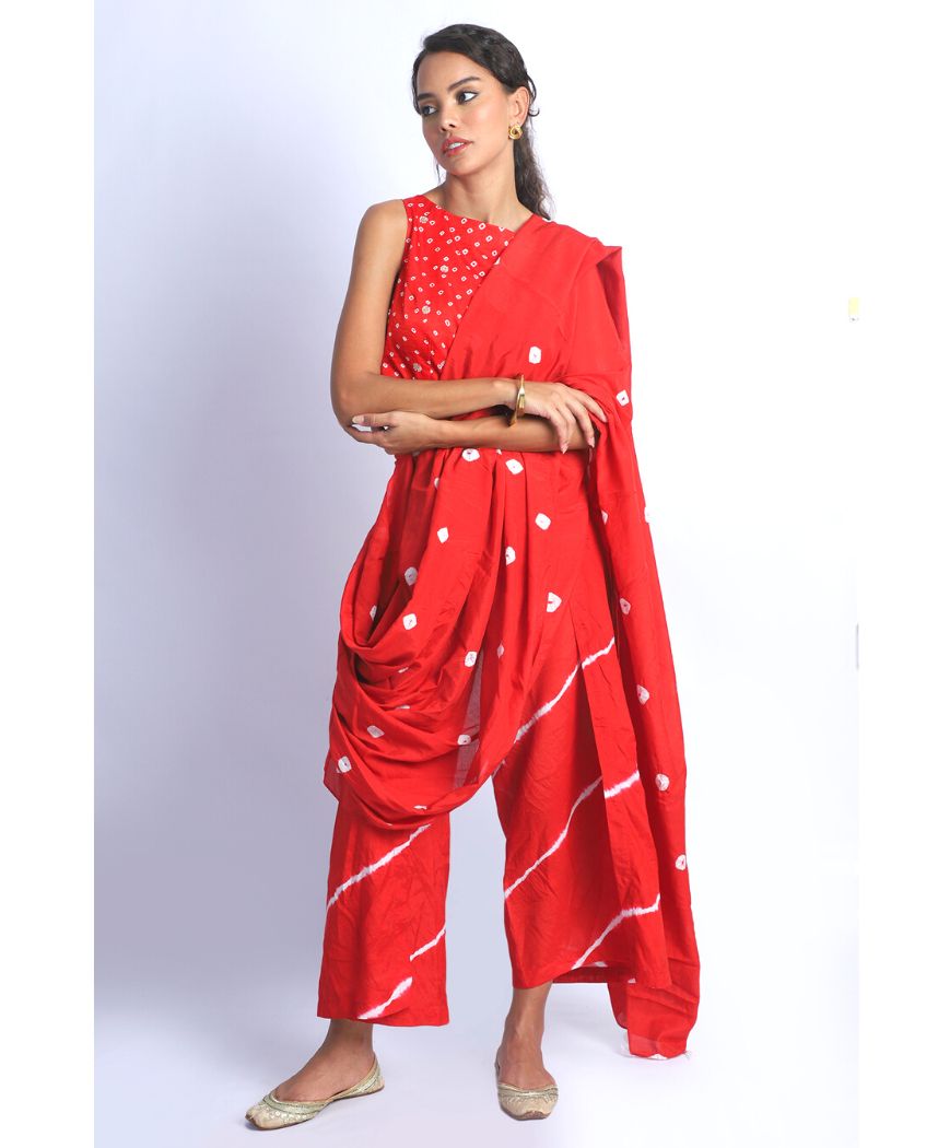 Bandhani-Drape-Pants-Saree-Set-Red-B.jpg