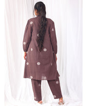 Brown Pleated Dress Set