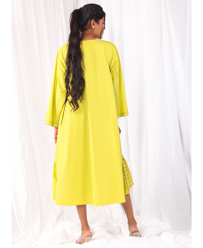 Check Embroidered Dress