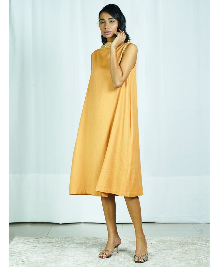 Embroidered Collar Dress