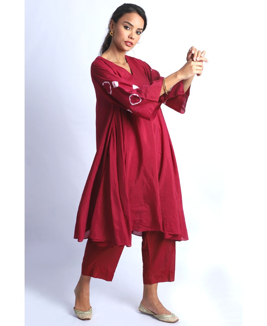 Popular Pink Bandhani Cotton Kurti Set – Bavis Clothing