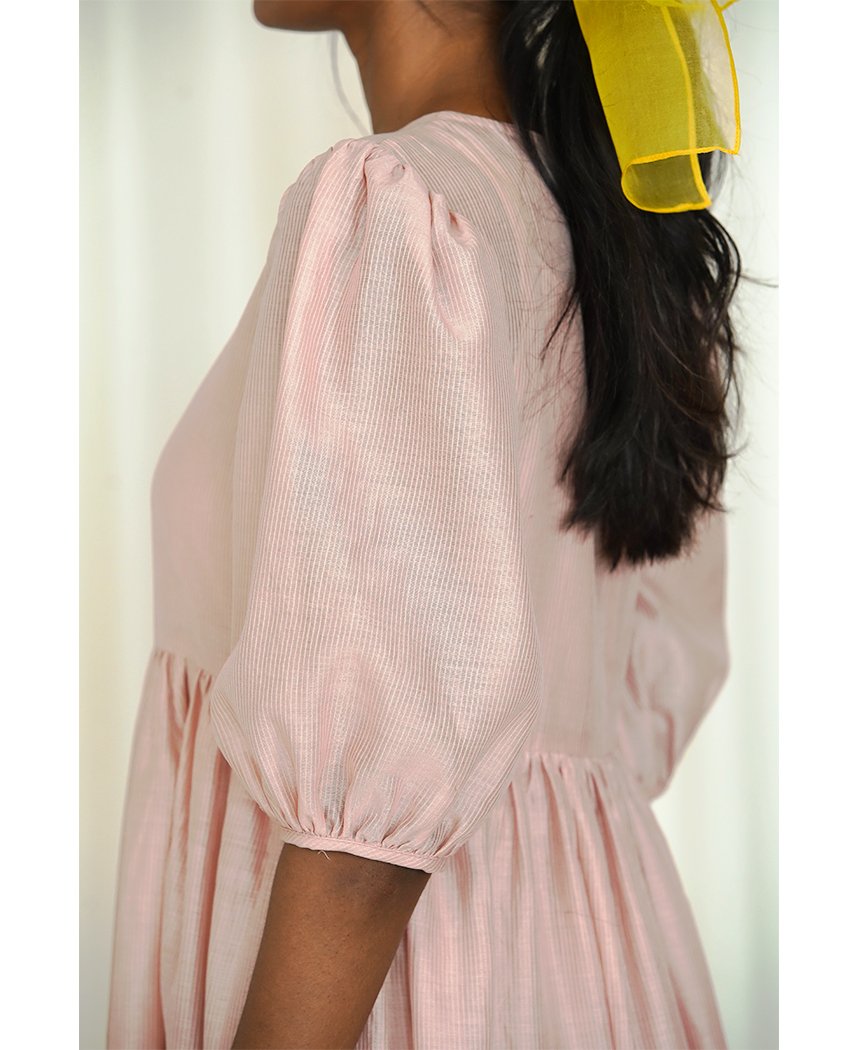 Gathered Chanderi Dress