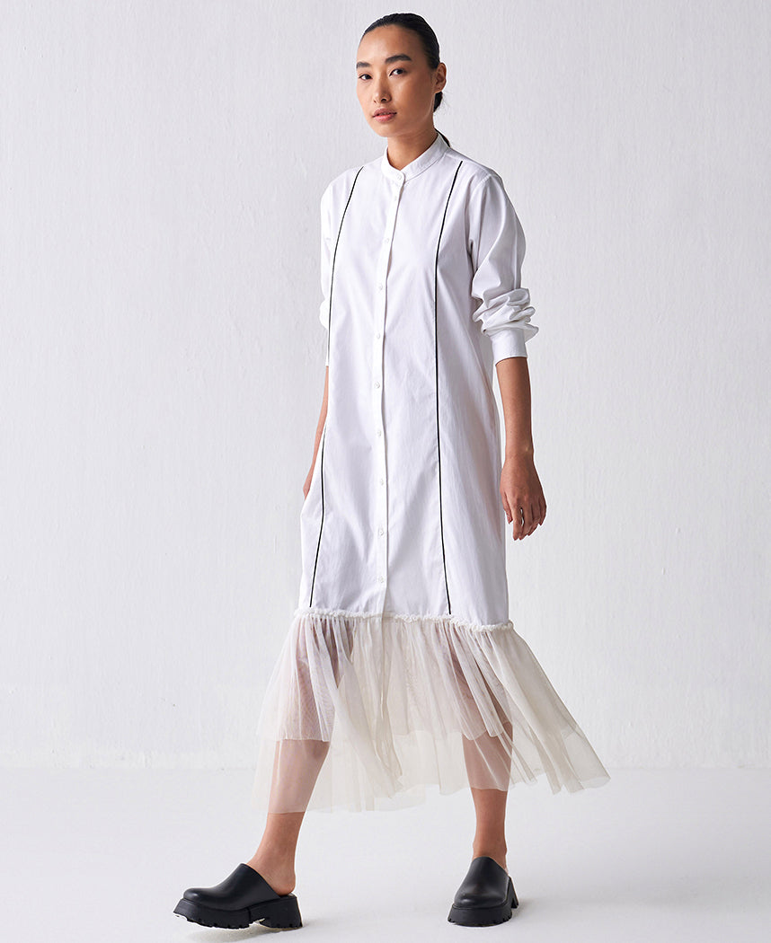 Gather Hem Shirt Dress