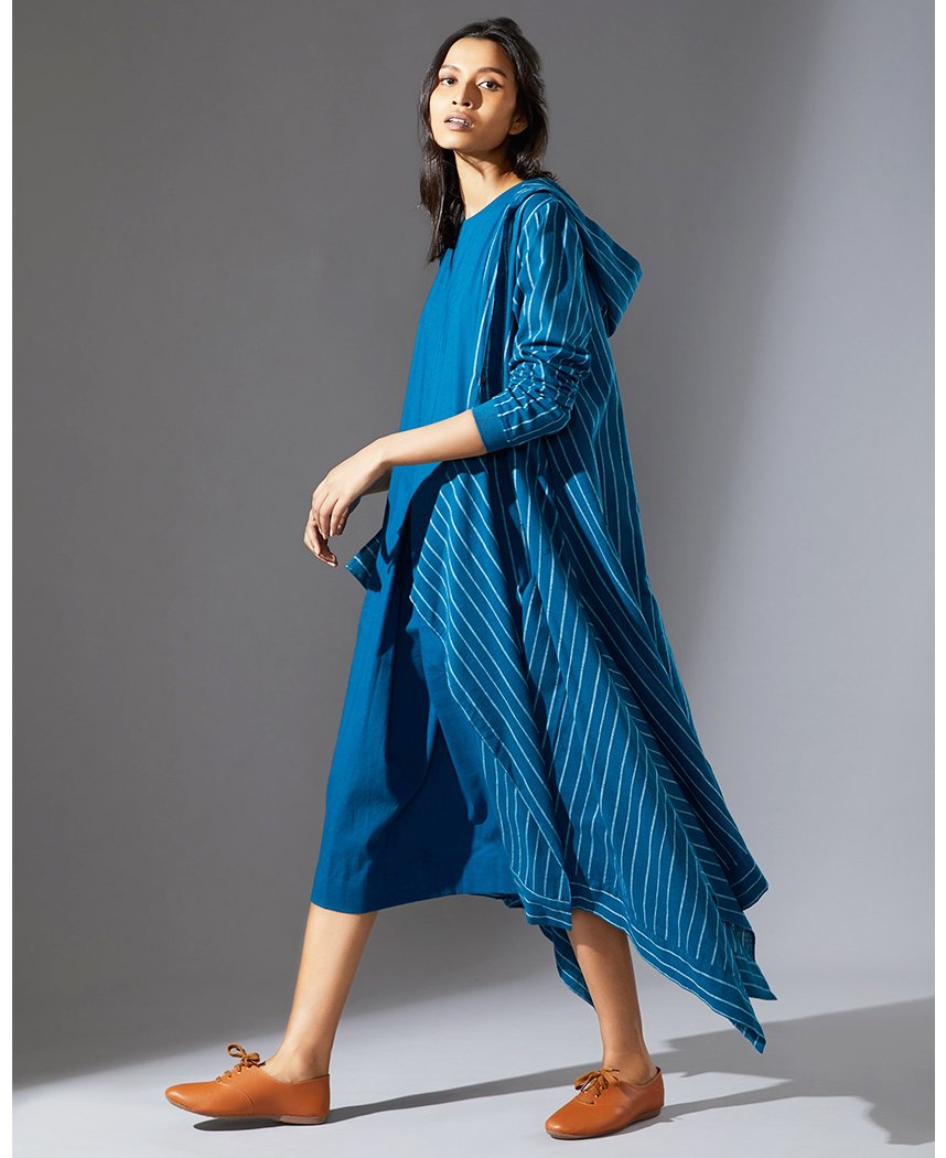 Blue Hooded Jacket Set