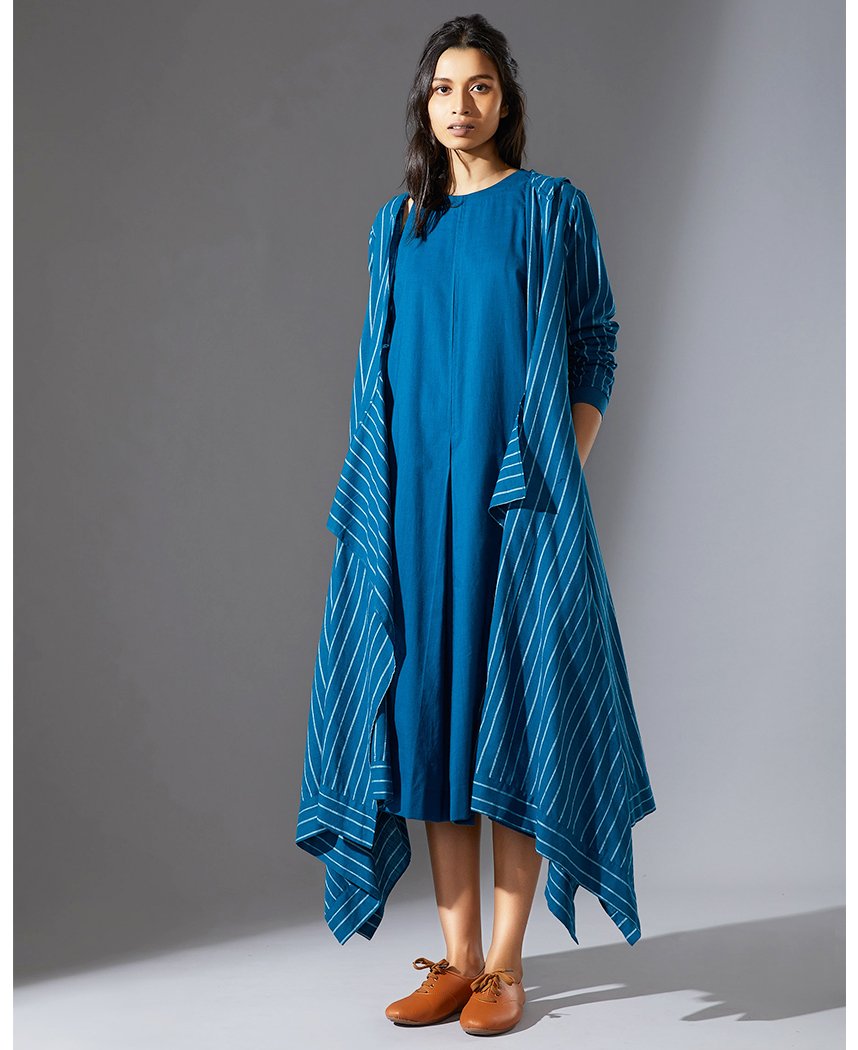 Blue Hooded Jacket Set