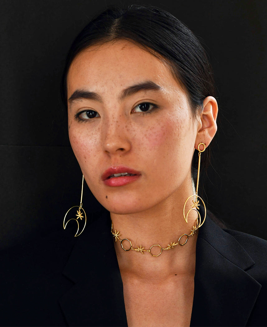 Linear Moon Earrings