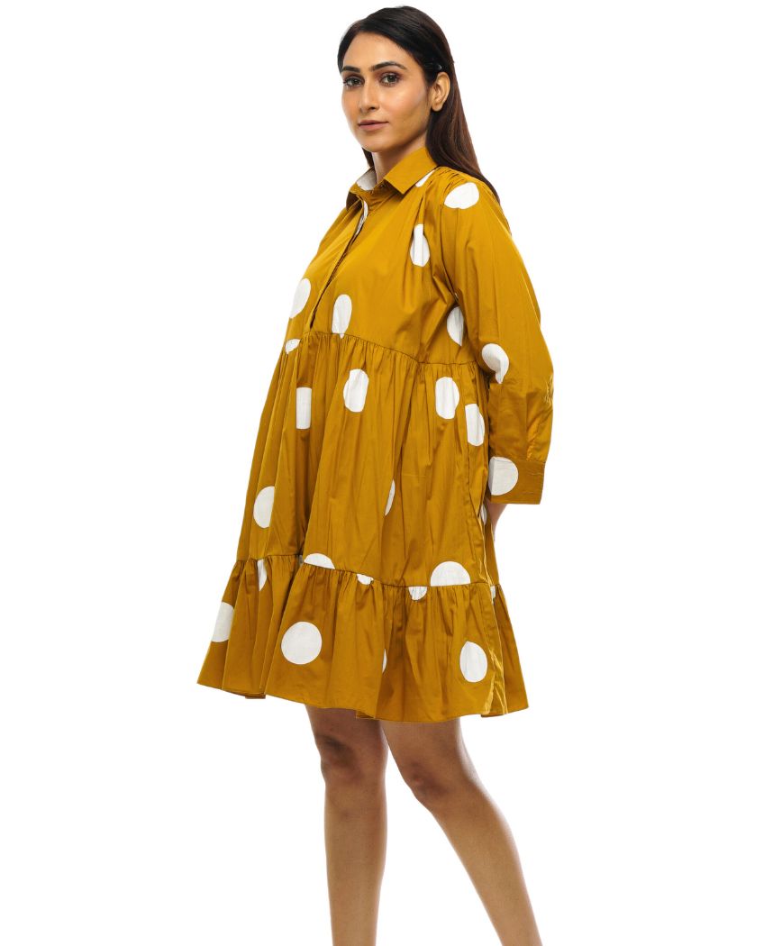 Mustard Polka Dress