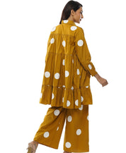 Mustard Polka Dress Set