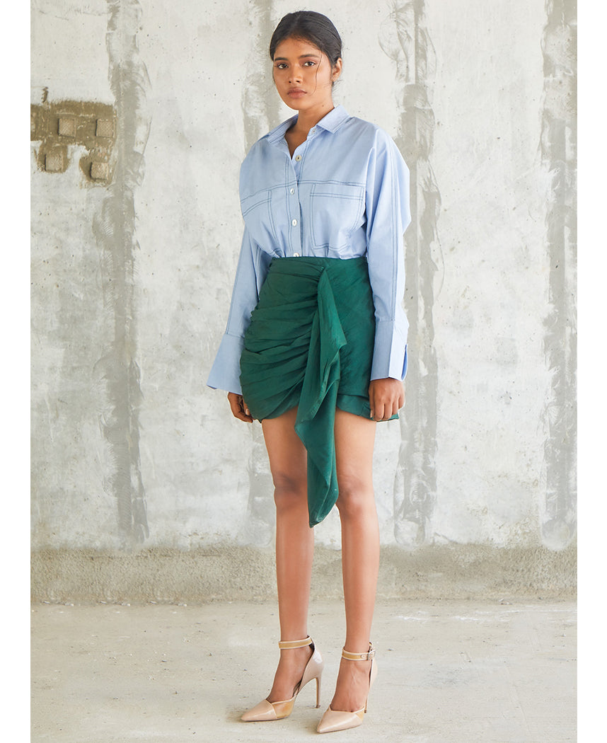 Pintuck Draped Skirt