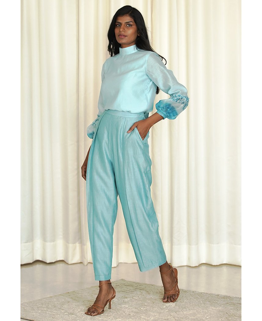 Pleated Chanderi Pants