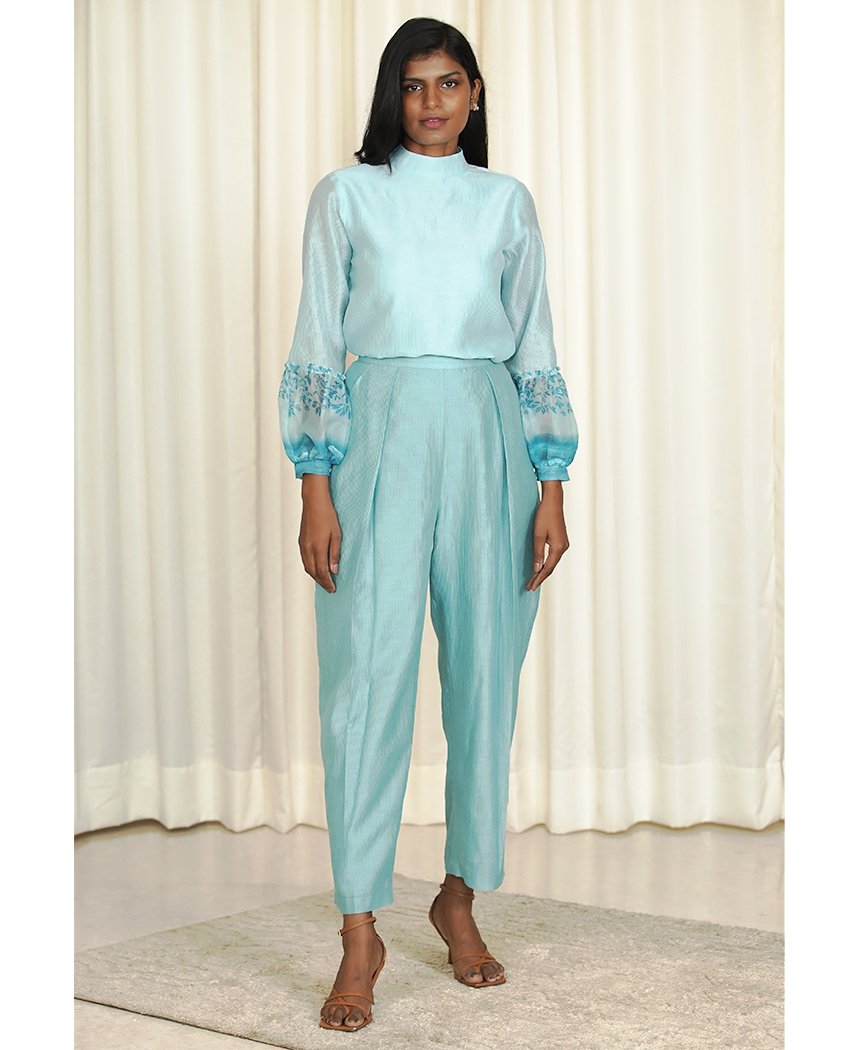 Pleated Chanderi Pants