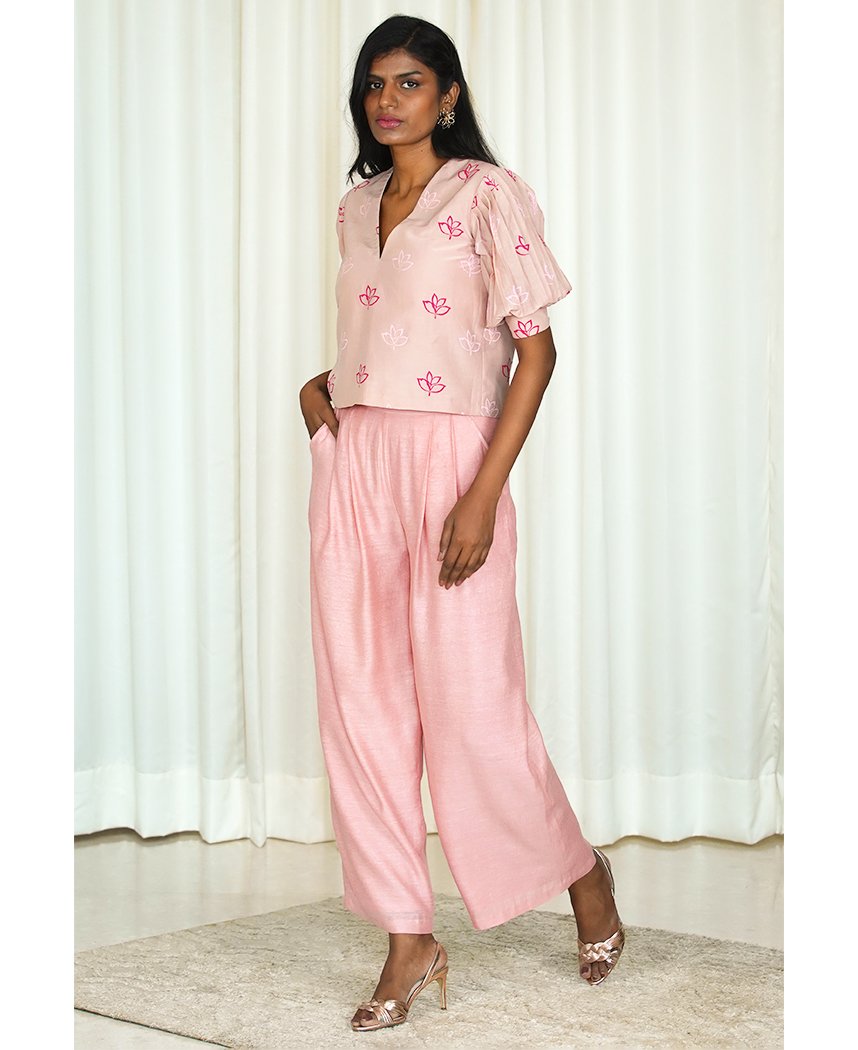 Pleated Chanderi Pants