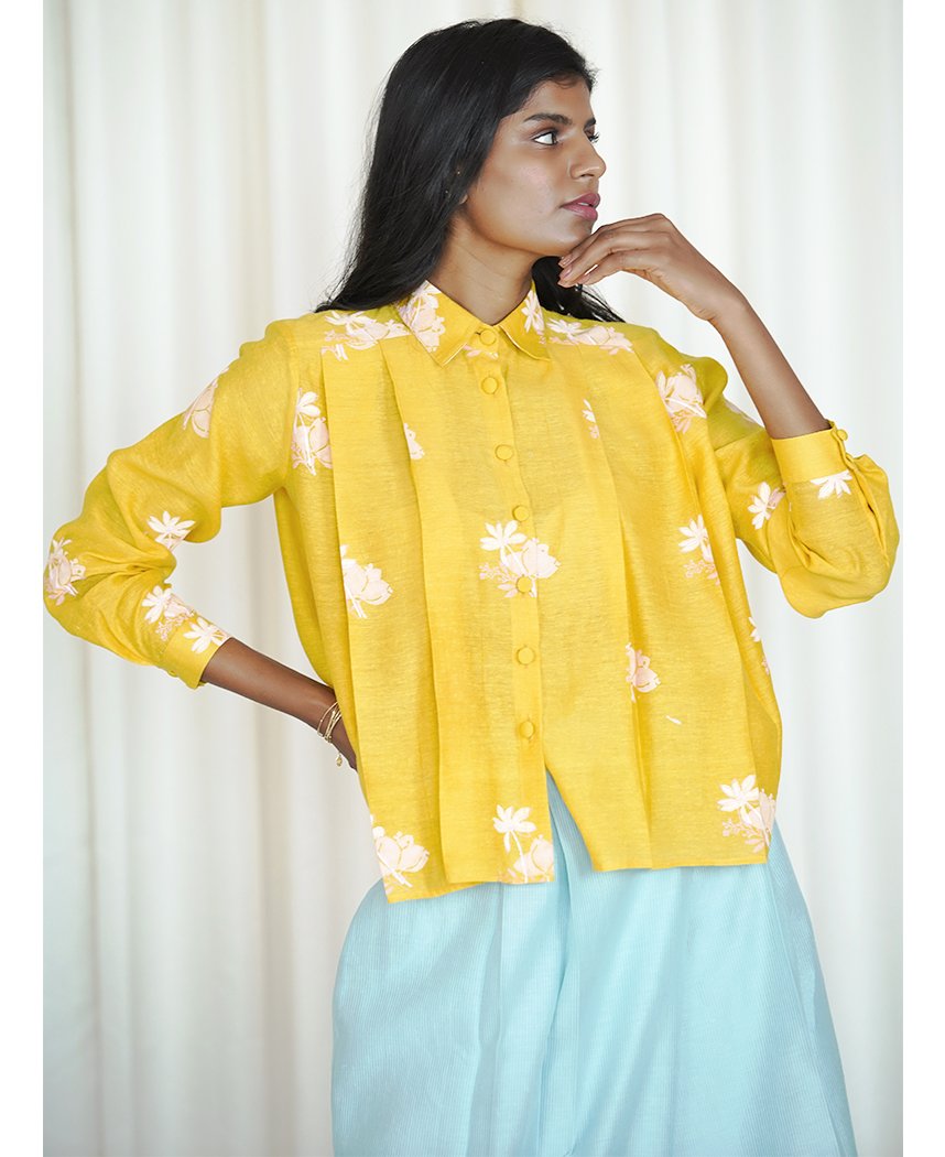 Pleated Floral Shirt