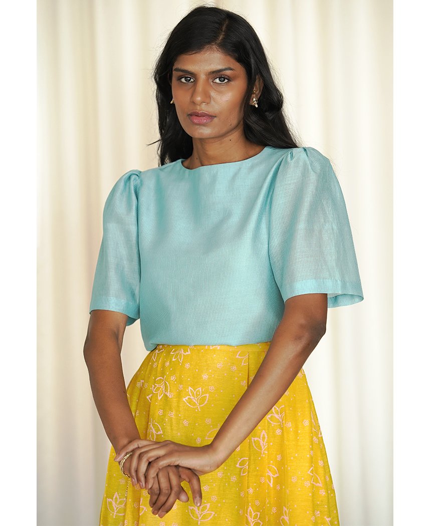 Pleated Sleeve Blouse