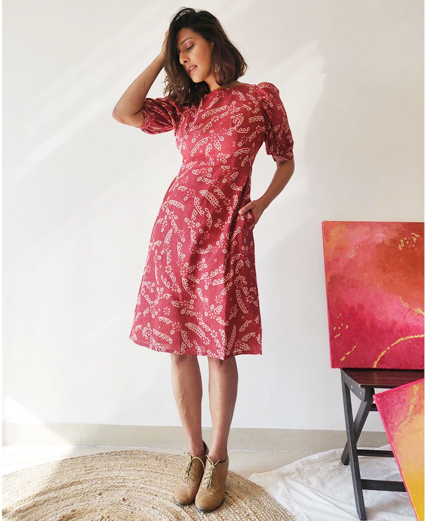 Plum Puff Sleeve Dress