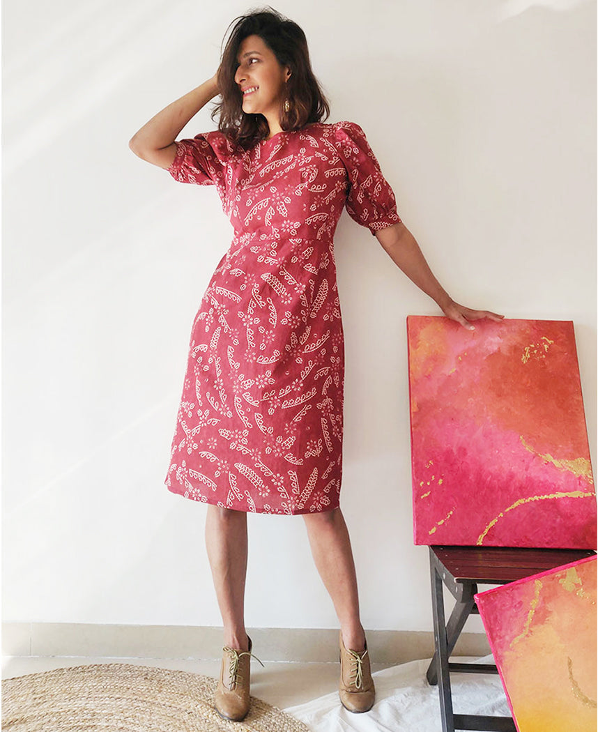 Plum Puff Sleeve Dress