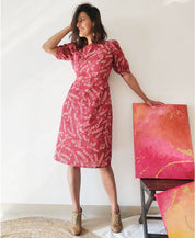 Plum Puff Sleeve Dress