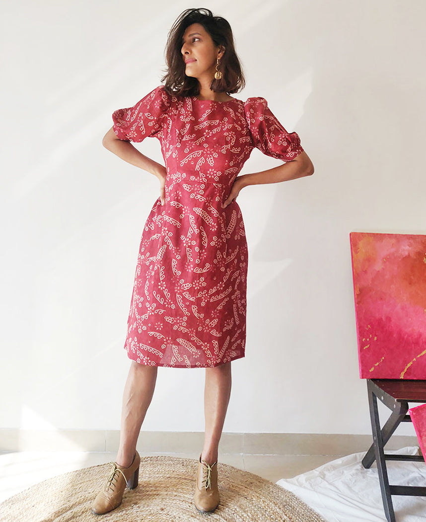 Plum Puff Sleeve Dress