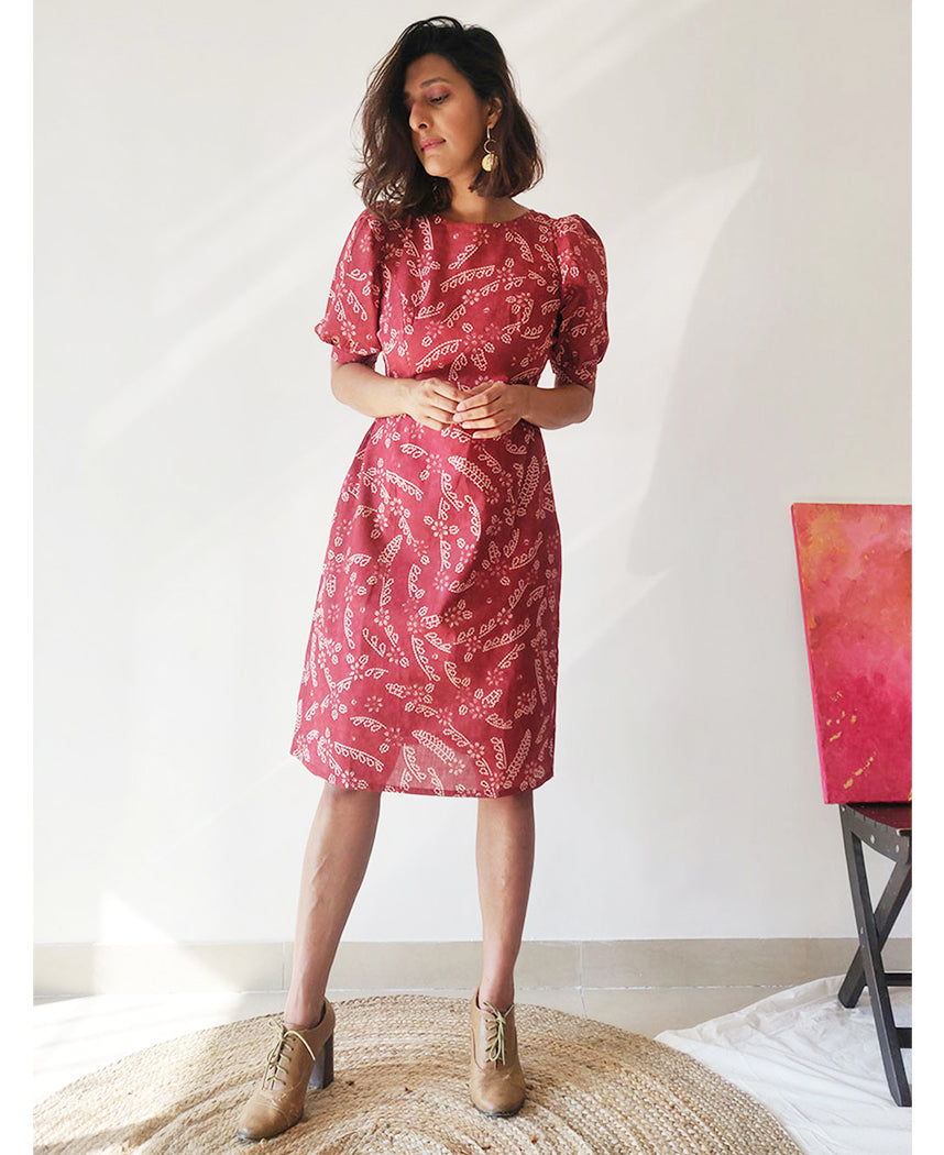 Plum Puff Sleeve Dress