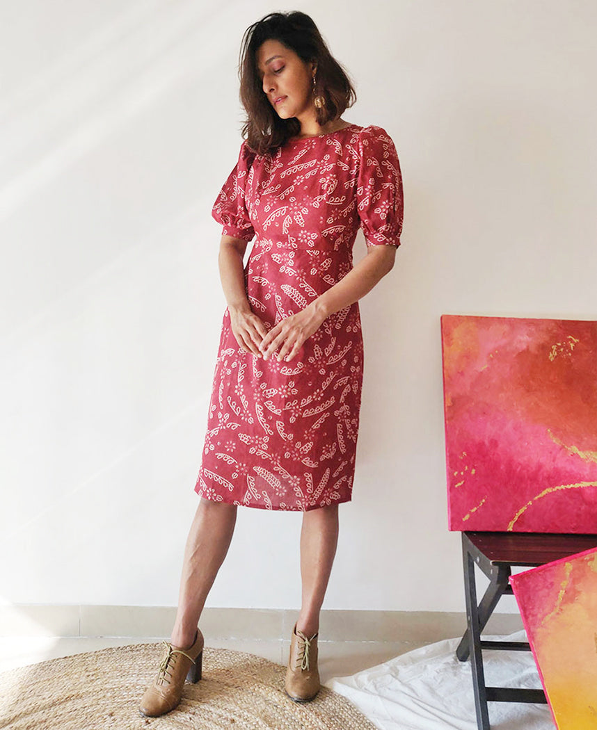 Plum Puff Sleeve Dress