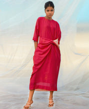 Solid Red Twist Dress