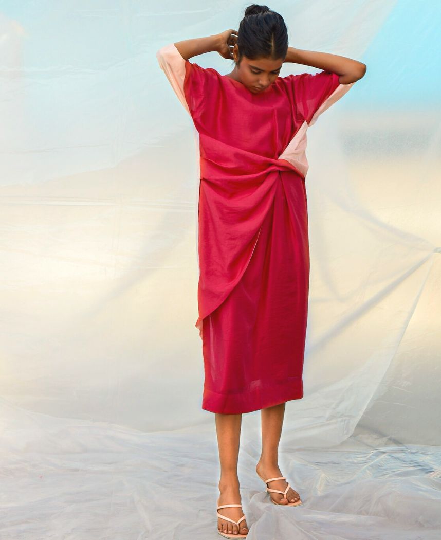 Solid Red Twist Dress