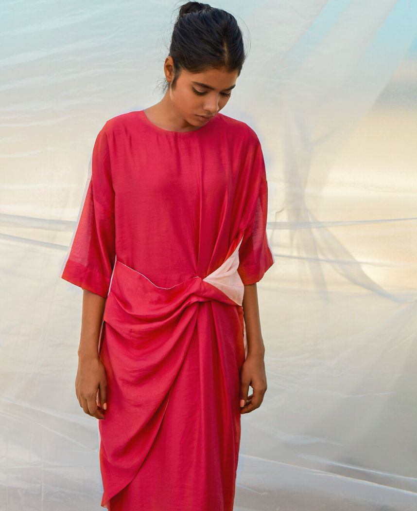 Solid Red Twist Dress