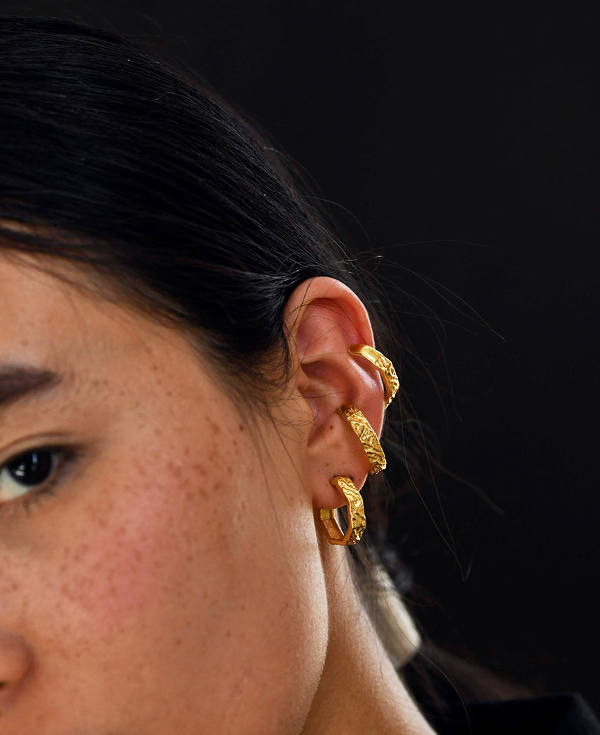Textured Hexagon Hoops