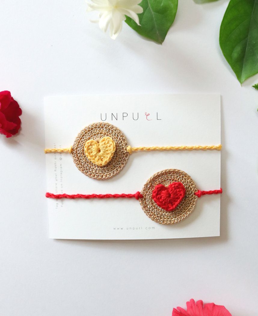 Heart Disc Rakhi Set