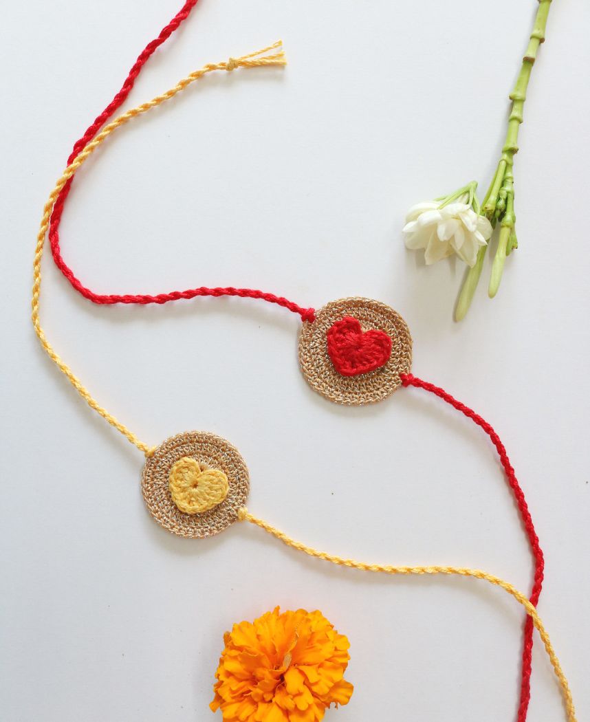 Heart Disc Rakhi Set