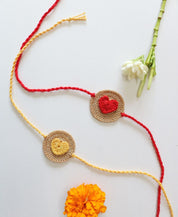Heart Disc Rakhi Set
